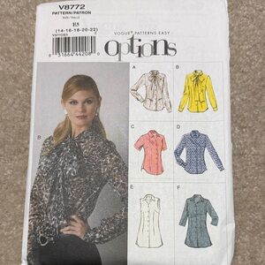 Vogue women's plus size blouse sewing pattern